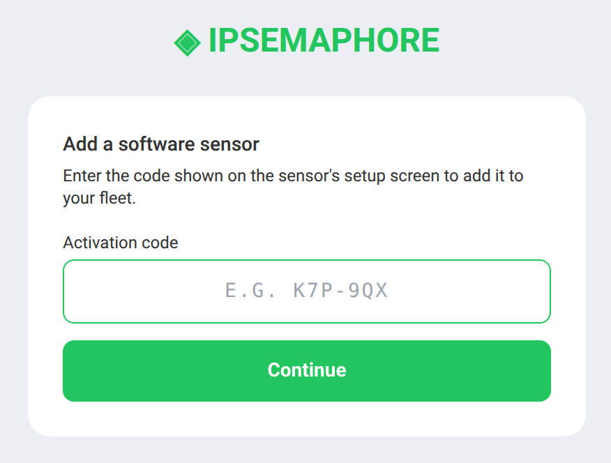 Adding a software sensor by activation code