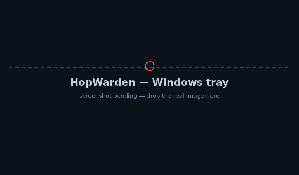 The HopWarden tray on Windows